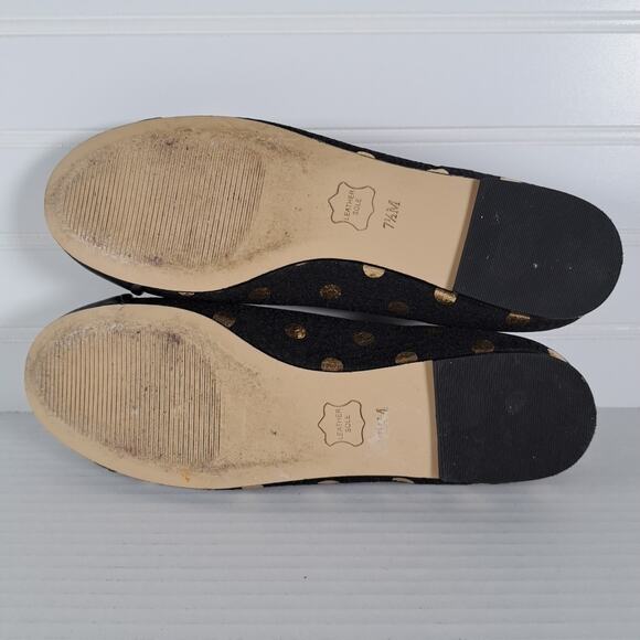 Talbots Blair Cap Toe Ballet Flats Womens 7.5 Black Gold Foil Dot Jacquard Shoes - Picture 11 of 14